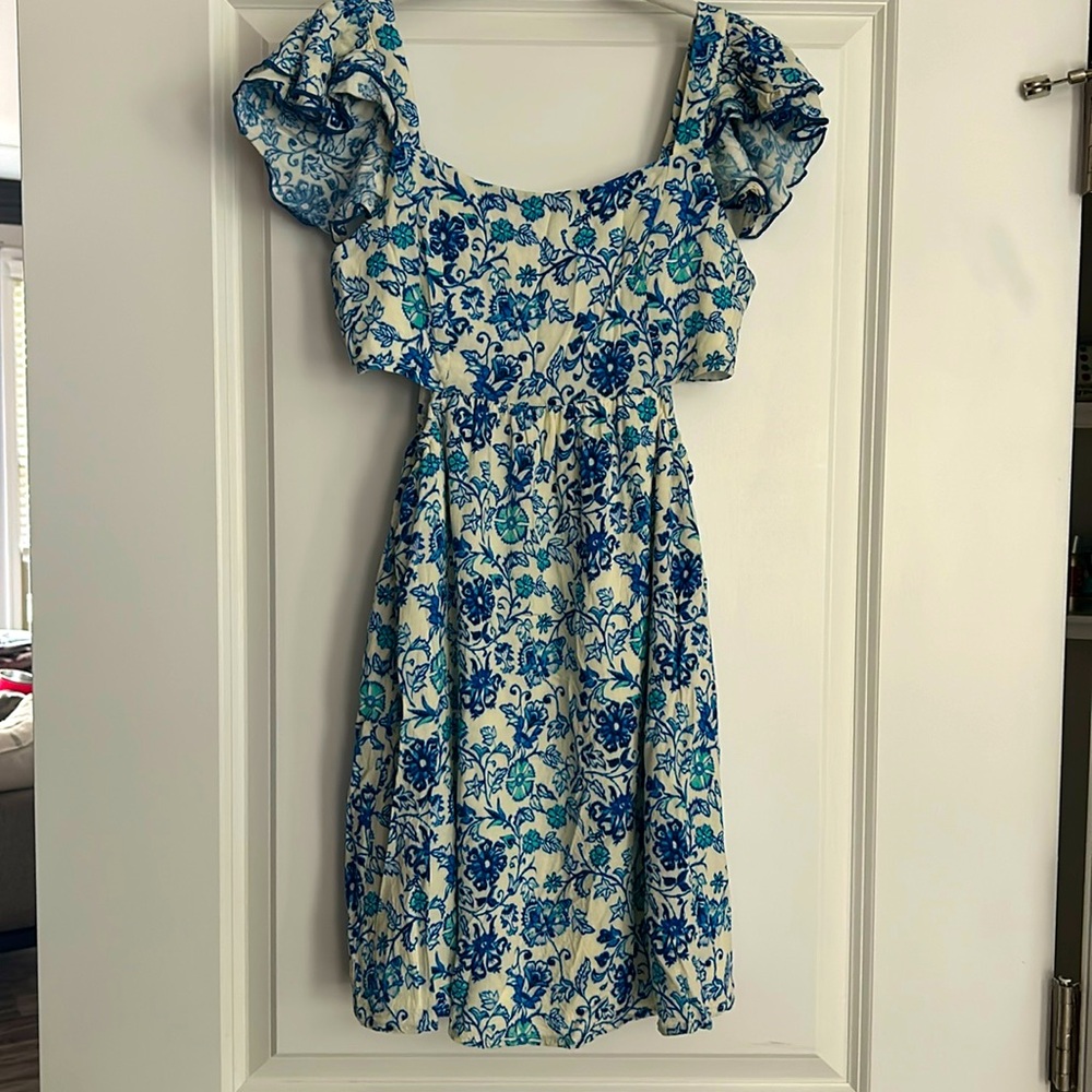 Altard State side cut-out mini dress. Blue and white. Size S.